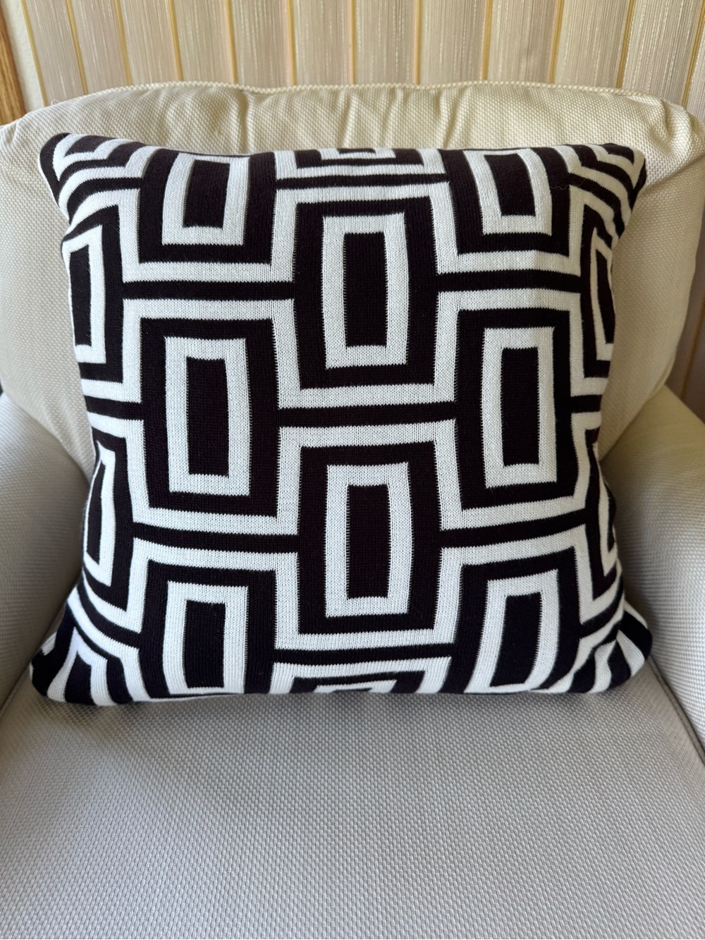 Ethan Allen Black and White Geometric Large Throw Pillow Modern Home Accent - Picture 2 of 5